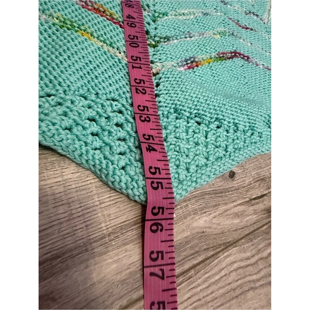 Afghan Star blanket Handmade Round Crochet/Shawl Throw Seafoam Multicolor Accent